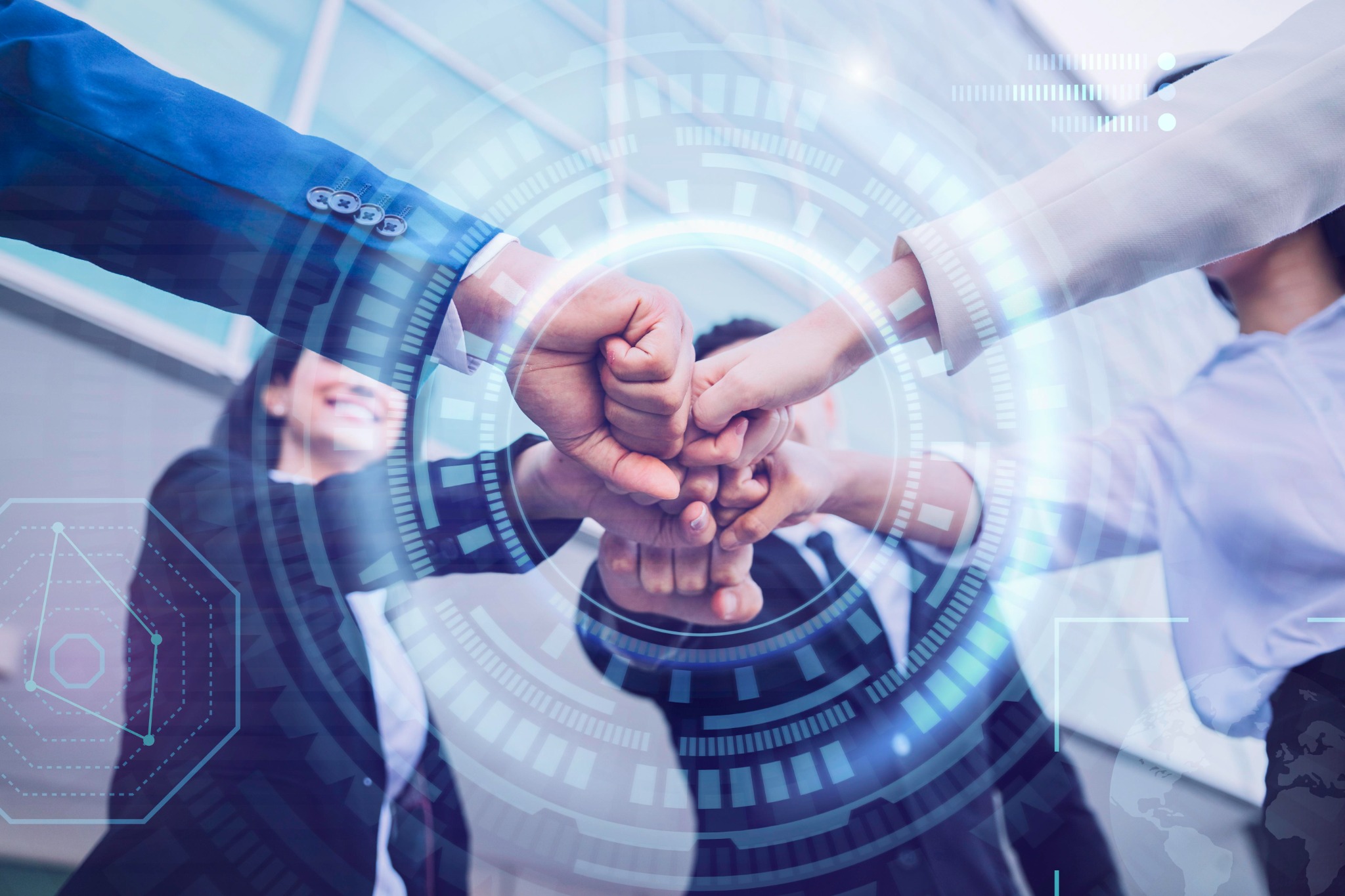 Business team collaborating around a table