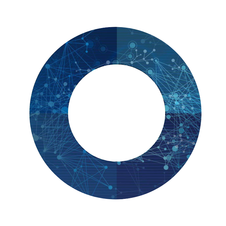 Technology and data network graphic in a circular form